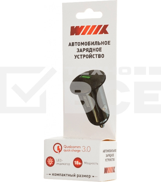 Автомобильное зар./устр. Wiiix UCC-1-11 3A QC универсальное черный