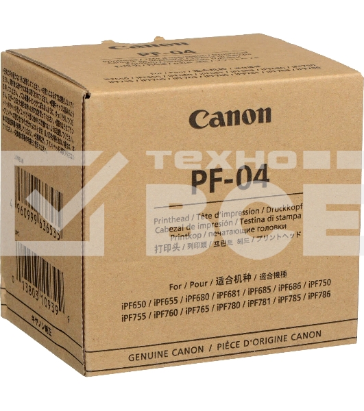 Печатающая головка Canon PF-04 (3630B001) черный для Canon iPF650, iPF655, iPF670, iPF680, iPF685, iPF750, iPF755, iPF760, iPF765, iPF770, iPF780, iPF785, iPF830, iPF840, iPF850.