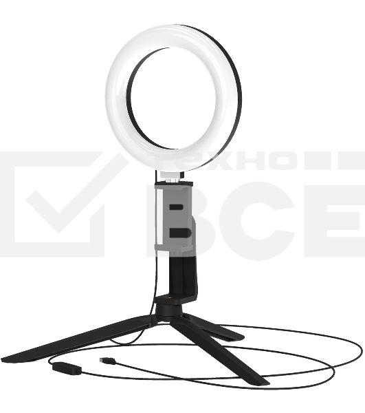 Светильник кольцевой Gauss 10W 600lm 3000-6500K 5V USB IP20 160x23мм черный дим, пульт LED 8