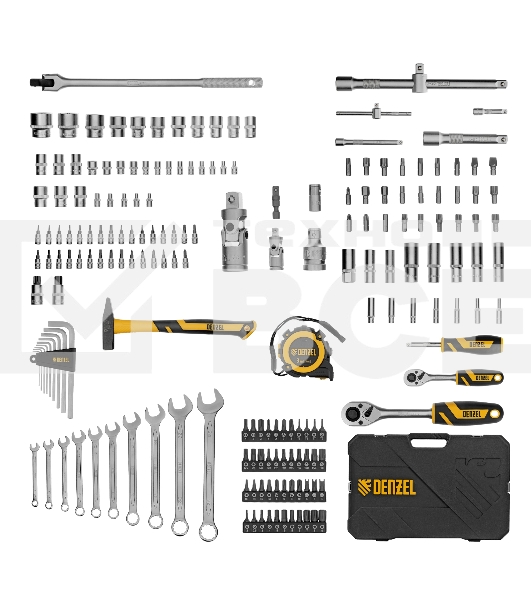 Набор инструментов Denzel 1/2', 1/4', CrV, S2, пластиковый кейс, 194 предмета