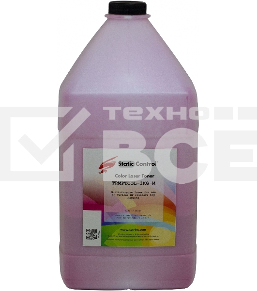 Тонер Static Control TRMPTCOL-1KG-M пурпурный флакон 1000гр. для принтера HP CLJCP1515/Canon MF8330