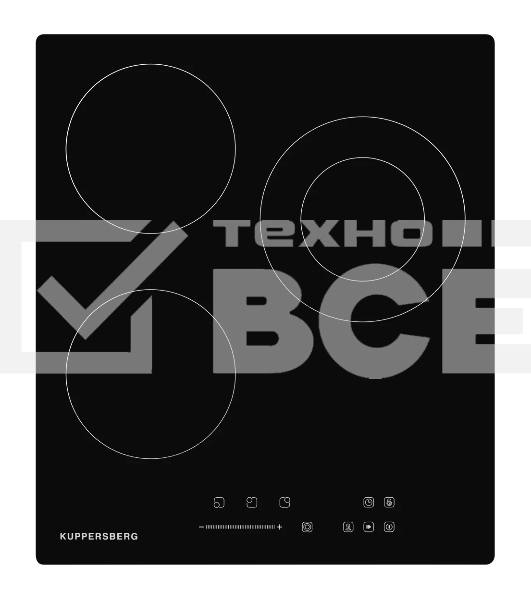Встраиваемая варочная панель ECS 403 45 см, 3 конфорки, черный цвет