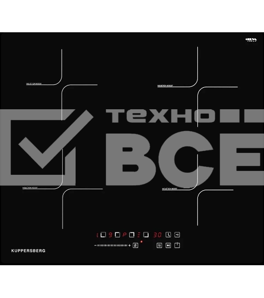 Встраиваемые индукционные панели Kuppersberg ICS 607, 60 см, Stop and Go, Автоматическое отключение, черный цвет