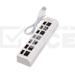 Разветвитель USB2.0 Gembird UHB-U2P7-01W, 7хUSB, с доп. питанием, подсветка и выключатели, кабель USB 55см, белый, коробка, фото4