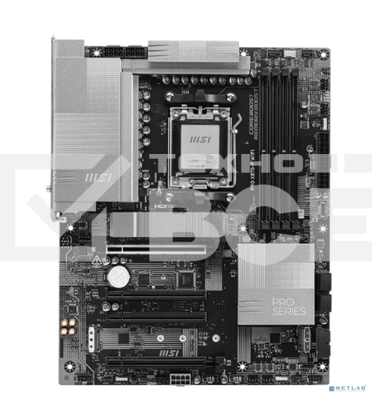 Материнская плата MSI PRO X870-P WIFI, AM5, AMD X870, 4xDDR5, 4xSATA, 3xM.2, 1xPCI-E 5.0 x16, 1xPCI-E 4.0 x16, 2xPCI-E 3.0 x1, 1xHDMI, 1xUSB-C, 1xRJ45 5Gb, 2xUSB-A 3.2 Gen 1, 2xUSB-A 3.2 Gen 2, 4xUSB-A 2.0, 1xUSB-C 3.2 Gen 2x2, 1xUSB4, 3x3.5мм, 7.1, ATX