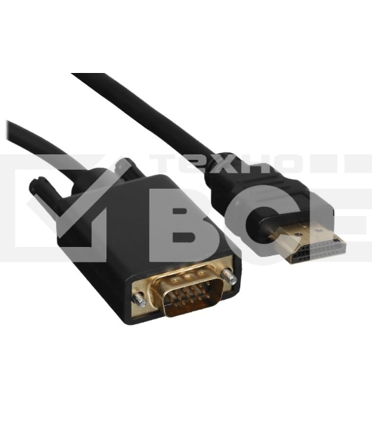 Кабель GoPower HDMI (m)-VGA (m) 1м черный Premium Zip-Lock c подвесом (1/200)