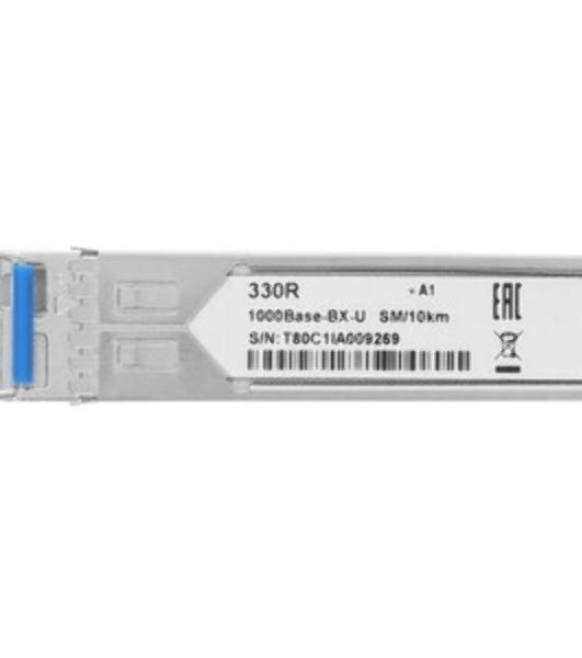 SFP-трансивер D-Link 330R/10KM/A1B WDM с 1 портом 1000Base-BX-U (Tx:1310 нм, Rx:1550 нм) для одномодового оптического кабеля (до 10 км, разъем Simplex LC)