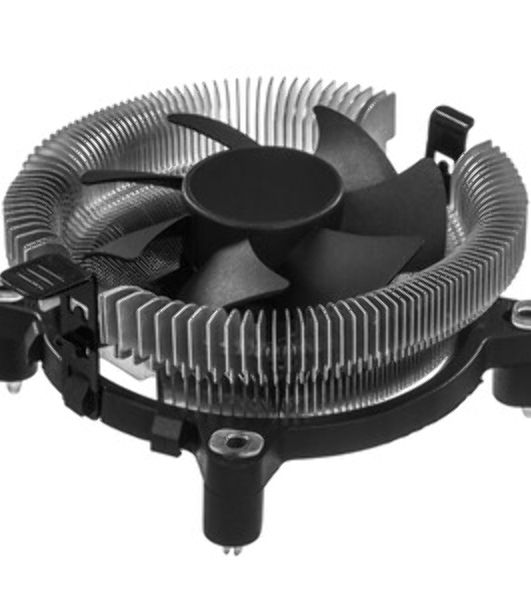Кулер для процессора Crown CM-80 v2 серебристый/черный, 75 мм, алюминий, 2200 об/мин, 22 дБ, 3 pin, 65 Вт, 42 мм
