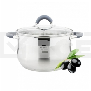 Кастрюля со стеклянной крышкой Zeidan Z-50252 4,0 л (O20х12.5 см), нерж.сталь, внутренняя - матовая полировка, снаружи - комбинированная полировка, шкала литража, ручки с силиконовым покрытием, КАПСУЛИРОВАННОЕ ДНО, ПОДАРОЧНАЯ УПАКОВКА С ПЛАСТИКОВОЙ РУЧКОЙ