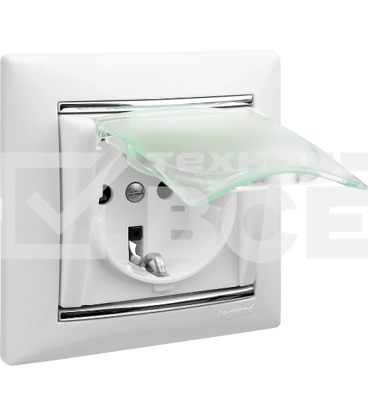 Электроустановочные изделия Legrand Legrand 774220 Розетка Valena влагозащищенная IP44 с заземлением с крышкой и защитными шторками (белая)