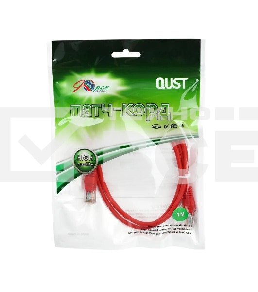 Патч-корд литой Aopen/Qust UTP кат.5е 1м красный