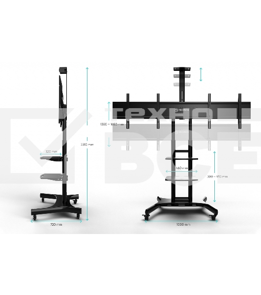 Стойка для двух телевизоров с кронштейном ONKRON TS1881DV 40