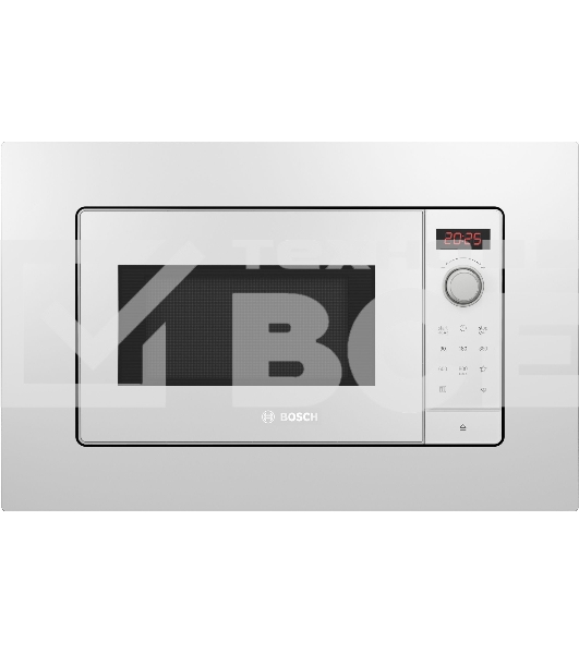 Микроволновая печь встраиваемая Bosch BFL623MW3 Serie 2, белый, 20 л, 800 Вт, переключатели - поворотный механизм/сенсор