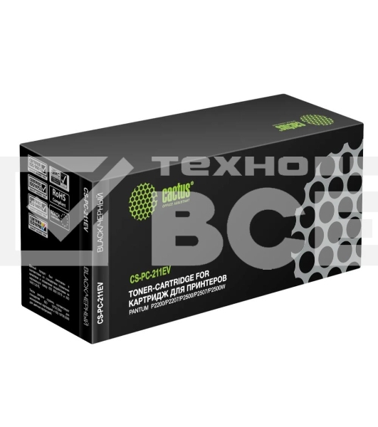 Картридж лазерный Cactus CS-PC-211EV PC-211EV черный (1600стр.) для Pantum P2200/P2207/P2500/P2507/P2500W/M6500/M6550/M6607