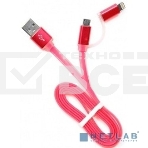 Кабель USB 2.0 Cablexpert CC-mAPUSB2pk1m, AM/microBM 5P - iPhone lightning, 1м, комбо кабель, алюминиевые разъемы, розовый, блистер, фото2