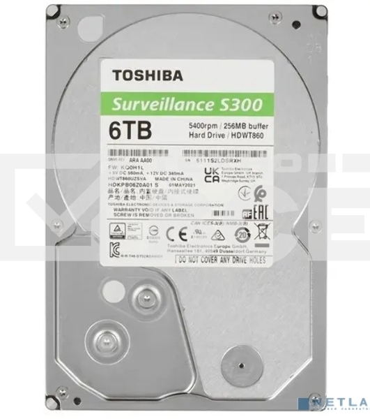 Жесткий диск Toshiba 6Tb SATA-III Surveillance S300 (5400rpm) 256Mb 3.5