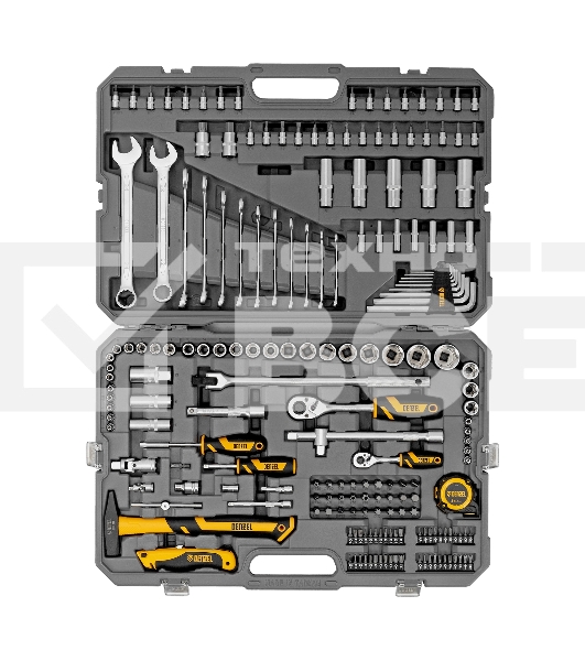 Набор инструментов Denzel 1/2', 1/4', CrV, S2, пластиковый кейс, 194 предмета