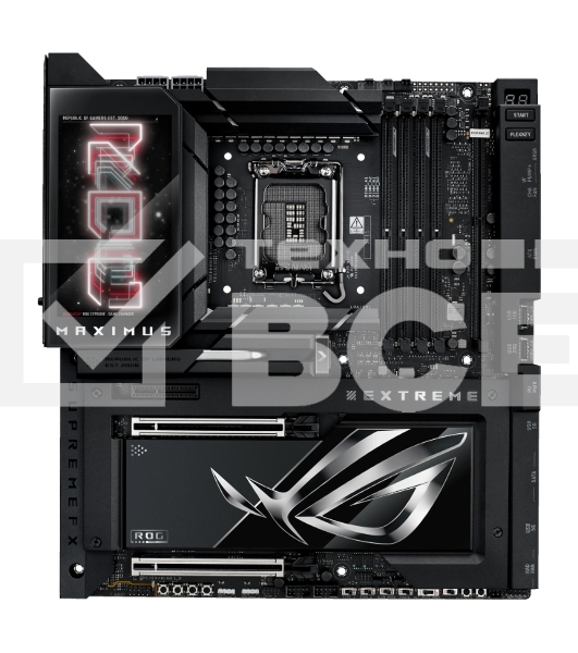 Материнская плата ASUS ROG MAXIMUS Z890 EXTREME, LGA 1851, Intel Z890, 4xDDR5, 4xSATA, 4xM.2, 1xPCI-E 5.0 x16, 1xPCI-E 5.0 x8, 1xHDMI, 2xUSB-C, 2x 10Gb LAN, 5xUSB-A 3.2 Gen 2, 1xUSB-C 3.2 Gen 2x2, 2xUSB-C Thunderbolt 5, 2x3.5 мм, 7.1, E-ATX