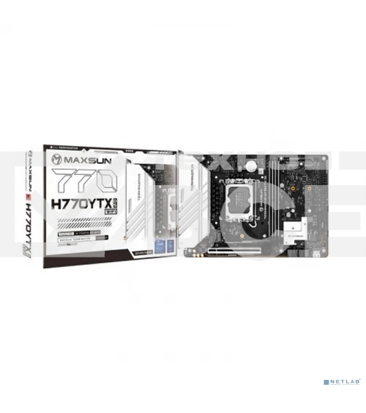 Материнская плата MAXSUN MS-Terminator H770YTX D5 WIFI, LGA1700, Intel H770, 2xDDR5, 4xSATA, 4xM.2, 1xPCIe 5.0 x16, 1xHDMI, 1xDP, 1x2.5Gb LAN, Wi-Fi 6, Bluetooth 5.2, 1xUSB-C 20Gbps, 2xUSB-A 5Gbps, 6xUSB-A 2.0, 3x3.5 мм, 5.1, YTX