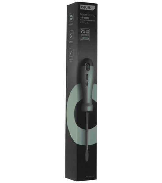Отвертка шлицевая Home Series'; Deli HT1103 3x75мм Эксклюзивный дизайн. Рукоятка из высококачественного софттач пластика