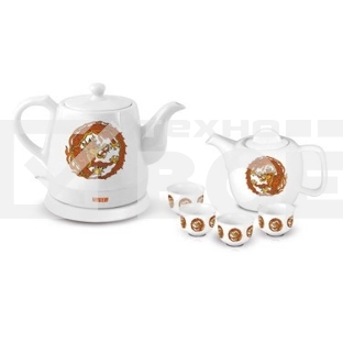 Набор чайный Mystery MEK-1624 1.2л, белый, 1500Вт (корпус: керамика)