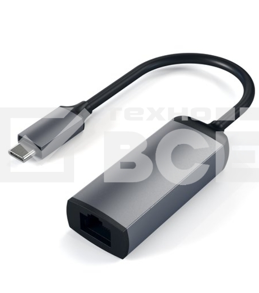Адаптер Satechi Type-C to Gigabit Ethernet. Поддержка 10/100/1000Mbps Ethernet. Цвет серый космос.