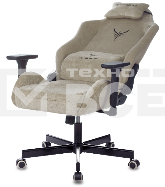 Кресло игровое Knight N1 Fabric бежевый Light-21, с подголов. крестовина металл
