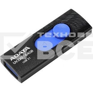 Флеш диск 64GB ADATA UV320, USB 3.1, Черный/Голубой