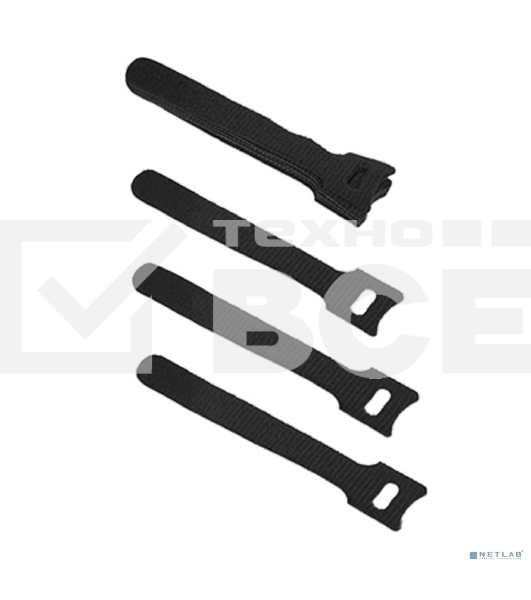 Стяжка кабельная на липучке Cabeus, открывающаяся, 14 мм Ш, 125 мм Д, 10 шт, материал: полиамид, черный