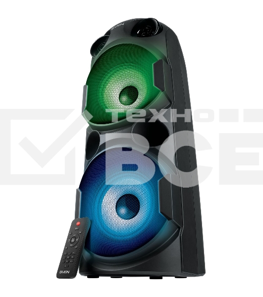 Колонка АС Sven PS-750, черный (80 Вт, TWS, Bluetooth, FM, USB, microSD, LED-дисплей, 2х4400мА*ч)
