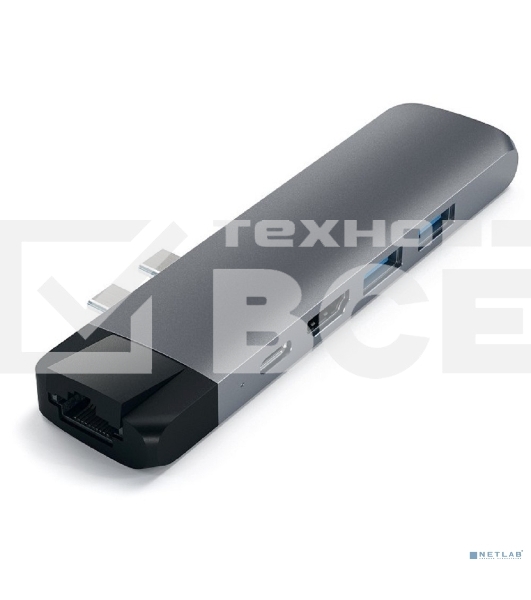 Хаб USB Satechi Aluminum Pro Hub with Ethernet для 2016/2017 MacBook Pro 13” и 15”. Цвет серый космос.