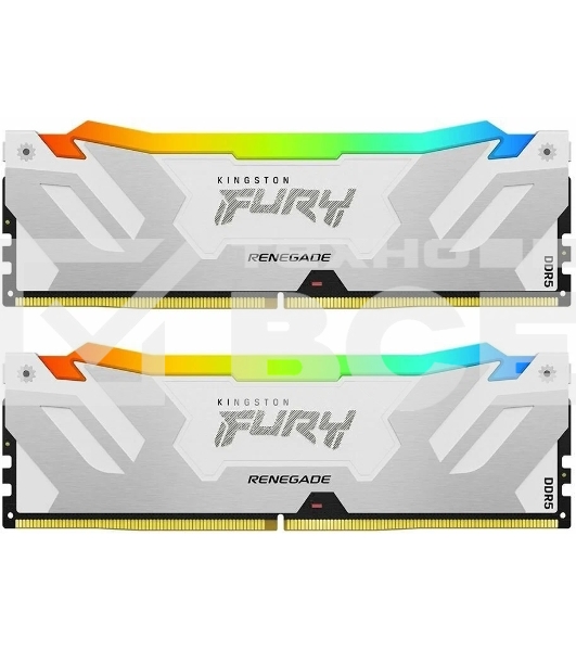 Оперативная память Kingston Fury Renegade, DDR5, 32GB (2x16GB), 6800MHz, CL36, с радиатором, RGB, белый