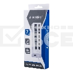 Разветвитель USB2.0 Gembird UHB-U2P7-01W, 7хUSB, с доп. питанием, подсветка и выключатели, кабель USB 55см, белый, коробка, фото2