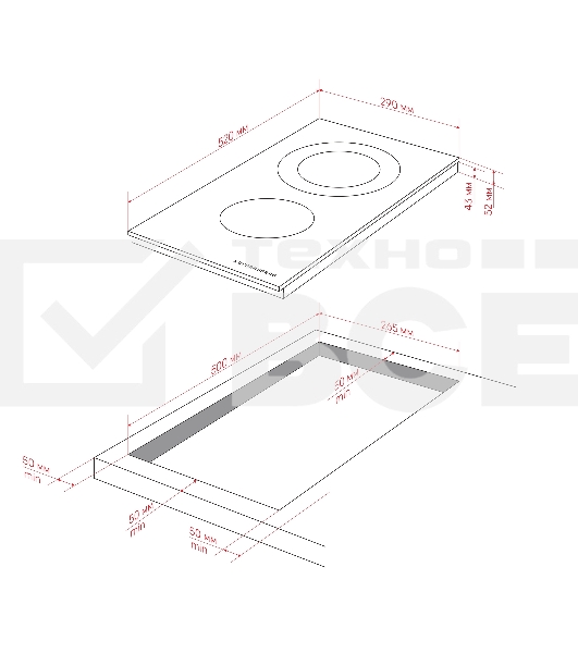 Варочная панель Kuppersberg, Hi-Light, High-Tech, 30 см, 2 конфорки, 9 уровней мощности, таймер, автоматическое отключение, индикация остаточного тепла, сенсорное управление, черный