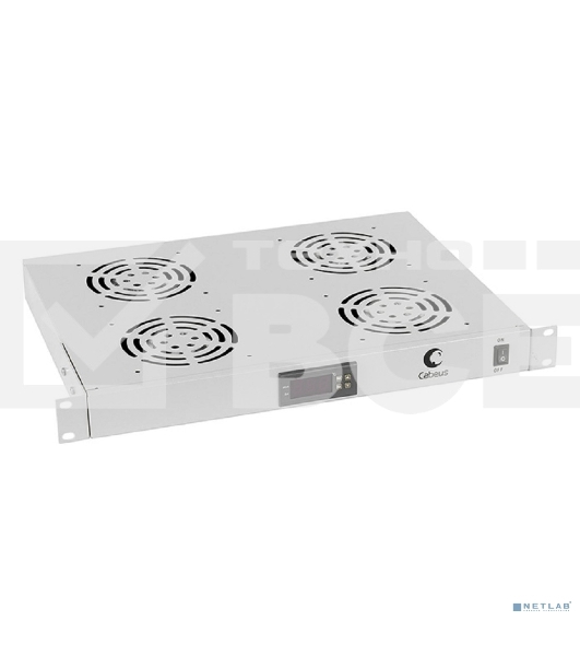 Вентиляторный модуль Cabeus, 19', 220V, 1U, 45х485х320 мм (ВхШхГ), вентиляторов: 4, поток: 600 м3/ч, для шкафов, серый