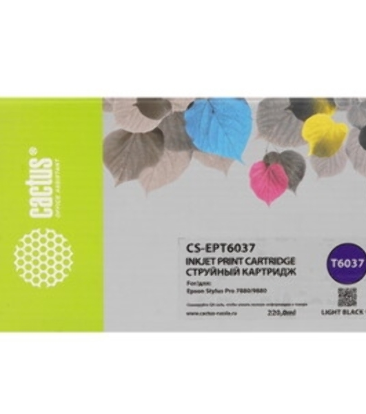 Картридж струйный Cactus CS-EPT6037 (T6037) серый пигментный (220 мл) для Epson Stylus PRO 7880/9880