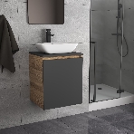 Тумба Bau Dream Blackwood 50 графит, раковина BAU Spectrum mini 47х24 смеситель для раковины высокий Hotel Black, черный, фото8