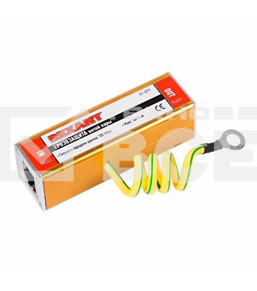 Грозозащита информационного кабеля, (гнездо 8Р8С (Rj-45) - гнездо 8Р8С (Rj-45)) Rexant (в упак. 1шт.) Rexant