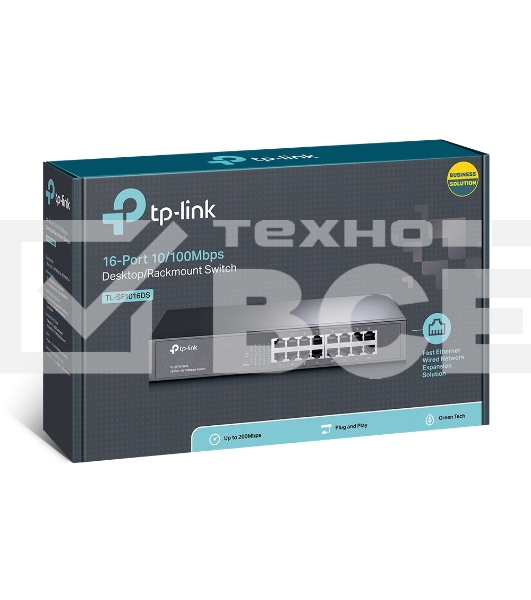 Сетевой коммутатор TP-Link SMB TL-SF1016DS Коммутатор неуправляемый 16 ports 10/100 Мбит/с