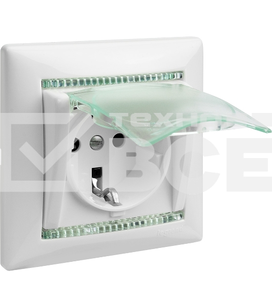 Электроустановочные изделия Legrand Legrand 774220 Розетка Valena влагозащищенная IP44 с заземлением с крышкой и защитными шторками (белая)