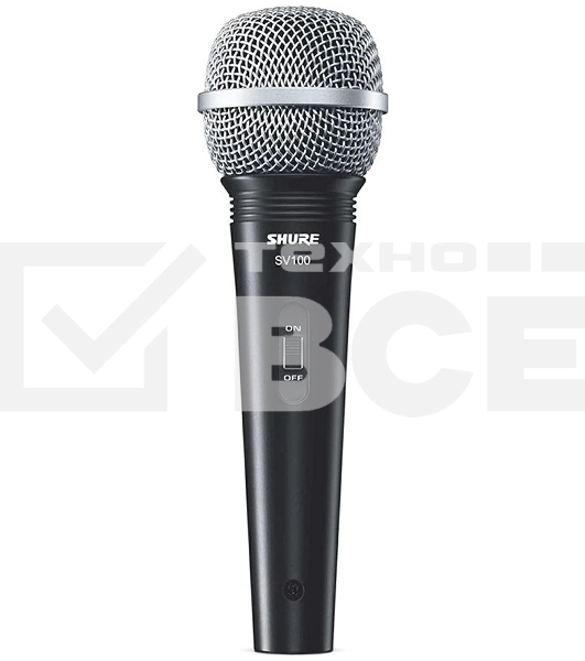 Микрофон динамический вокально-речевой с выключателем и кабелем (XLR-6.3 мм JACK) SHURE SV100-A