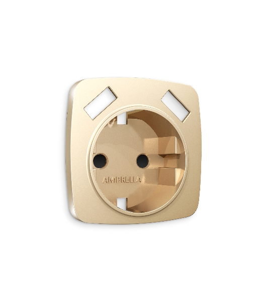 Лицевая панель OMEGA (Шампань) для электрической розетки с/з со шторками 2USB A+A QUANT OP6090