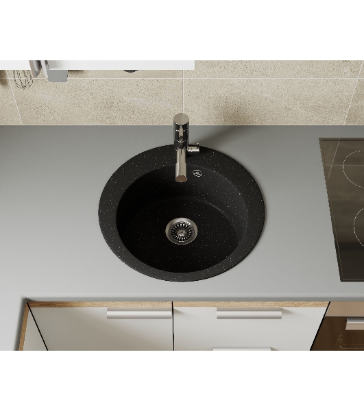 Мойка для кухни BAU Dream Pro D 48, без выпуска, черный камень