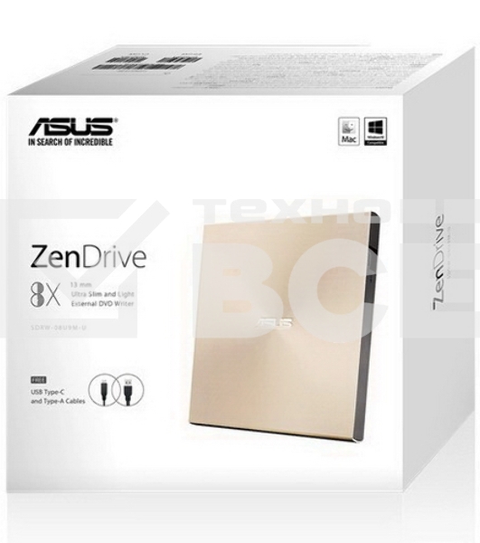Привод внеш. ASUS SDRW-08U9M-U/GOLD/G/AS/P2G, dvd-rw, external ; 90DD02A5-M29000