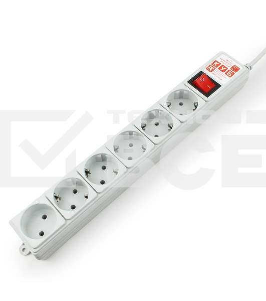 Фильтр-удлинитель Power Cube 3,0 м 6 розеток (серый) 10А/2,2кВт