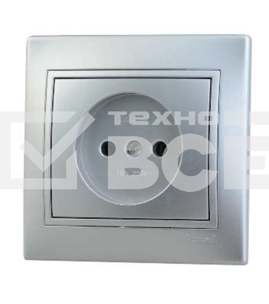 Розетка 1-м СП Мира 16А IP20 без заземл. керам. метал. сер. LEZARD 701-1010-121