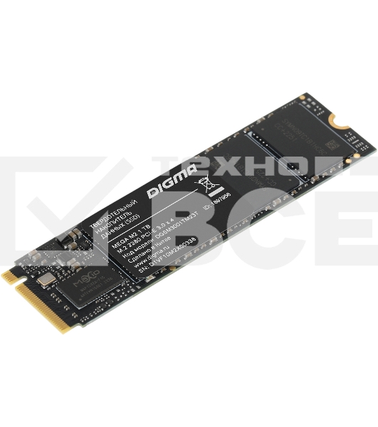 Накопитель SSD Digma Mega M2 DGSM3001TM23T, 1Tb, PCIe 3.0 x4, M.2 2280, NVMe, R/W 3300/3100