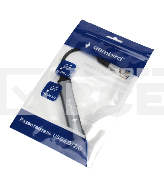 Разветвитель USB3.0/2.0 Gembird UHB-C204, USB3.0, 3xUSB2.0, кабель Type-C+USB 10см, алюминий, пакет