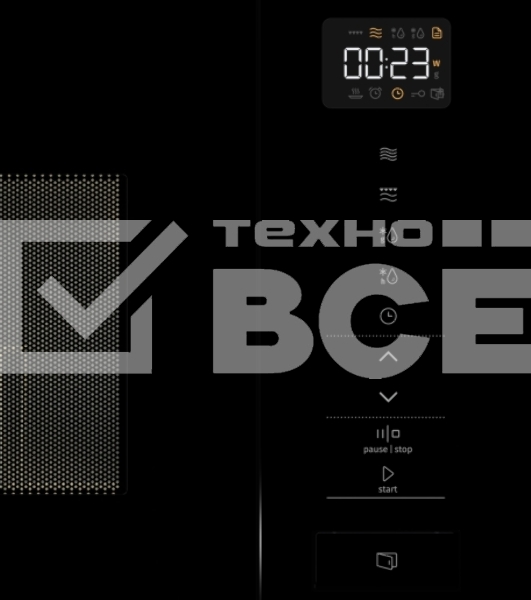 Встраиваемая микроволновая печь Gorenje BM201SG3BG, 20 л, 5 уровней мощности, 8 автопрограмм, сенсорное управление, дисплей, гриль, поворотный стол, AquaClean, автоменю черный