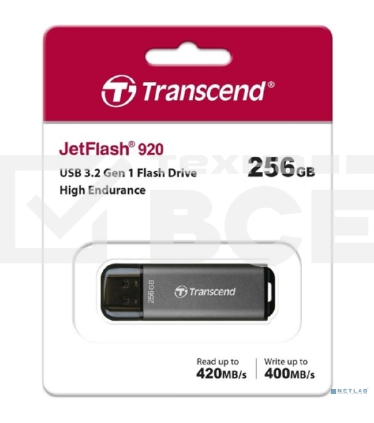 Флешка USB Transcend JetFlash 920 (TS256GJF920), 256Gb, USB 3.1, R/W 420/400, темно-серый